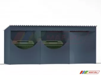 Контейнерная площадка КП-6 на 2 контейнера с хозблоком