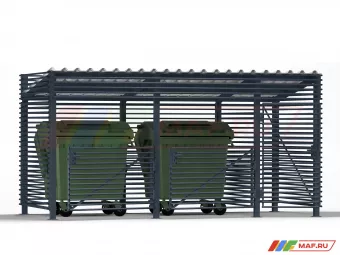 Контейнерная площадка Лайт открытая на 2 контейнера с хозблоком