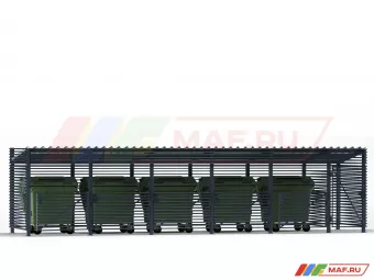Контейнерная площадка Лайт открытая на 5 контейнеров с хозблоком
