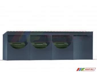 Контейнерная площадка КП-6 на 3 контейнера с хозблоком